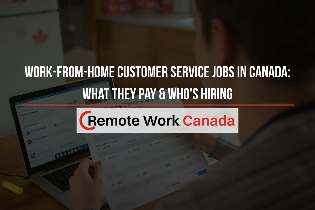 Canadian professional working from home on a customer service call with a headset and laptop